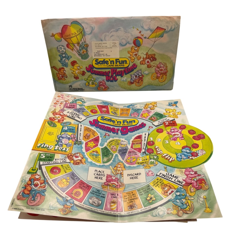 Vintage 1988 Care Bears Safe n Fun Summer Playtime Kit Board Game Bristol-Myers